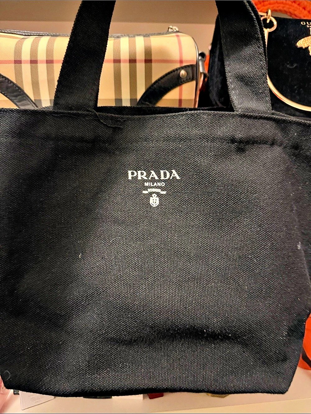 Prada L'Homme Canvas Mini Tote Bag Black
